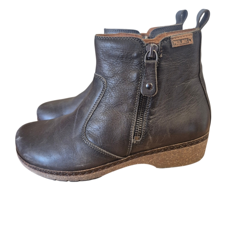 Pikolinos Brown Leather Ankle Boots Booties Granada Size 37 6.5 7 Arch Support